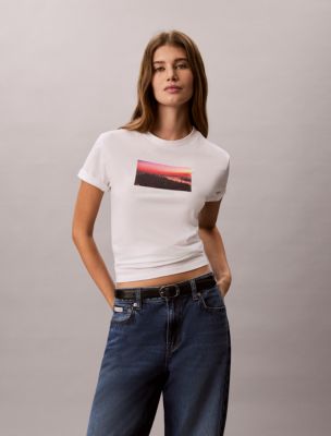 City Sunset Logo Graphic Classic T-Shirt, Bright White