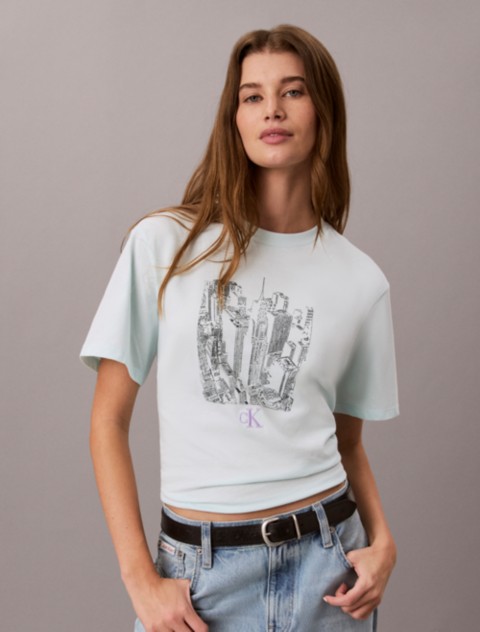 Женские футболки Calvin Klein Cityscape Graphic Crewneck Tee