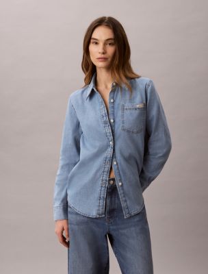 Denim Classic Button-Down Shirt, Rainfall