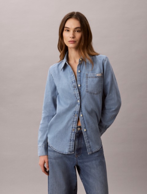 Женские рубашки Calvin Klein Denim Classic Button-Down Shirt
