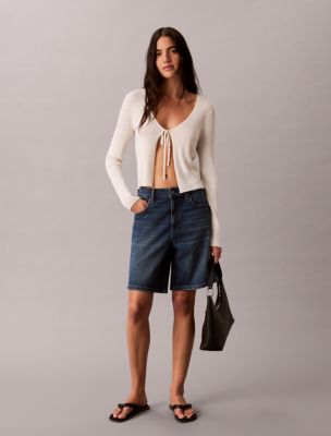 Denim A-Line Shorts, Blue Marine