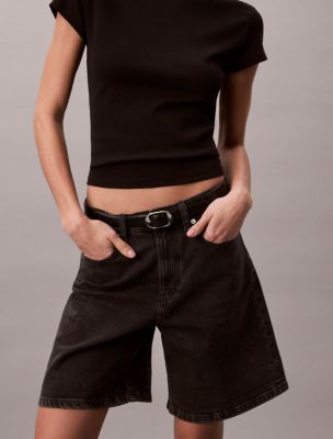 Женские шорты Calvin Klein Roll Hem A-Line Denim Shorts — фото 3