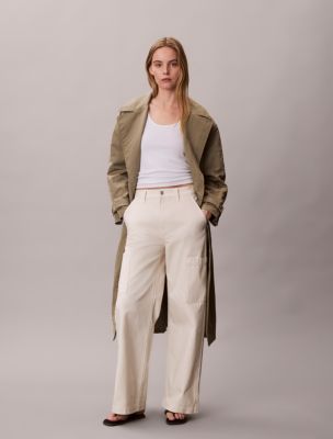 Denim Relaxed Cargo Pants, Ecru