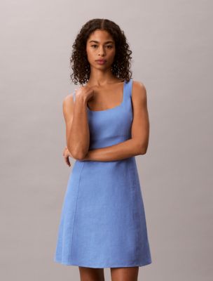 white linen dress sale Semi-Swing Dress French White Linen - Bali