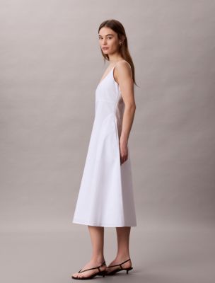 cotton poplin sleeveless midi dress Maeve Sleeveless Cotton Poplin Midi Dress