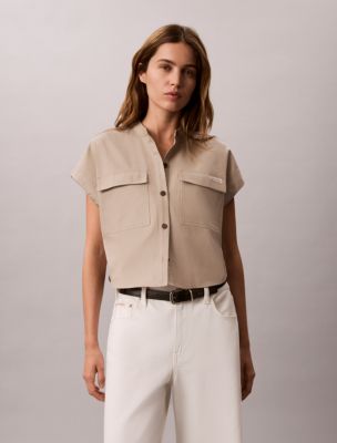 Relaxed Pocket Blouse, Roasted Cashew