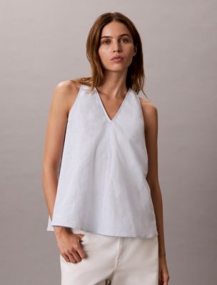 Linen Blend Sleeveless Top, Plein Air