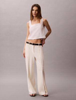 Linen Blend Cropped Tank Top