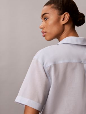 Женские рубашки Calvin Klein Cotton Blend Relaxed Button-Down Shirt — фото 5