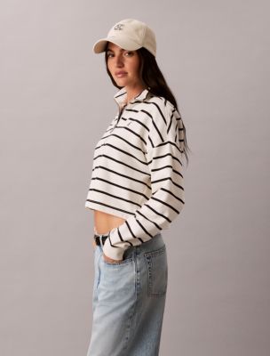 Женские топы Calvin Klein Striped Monogram Terry Cropped Top — фото 4