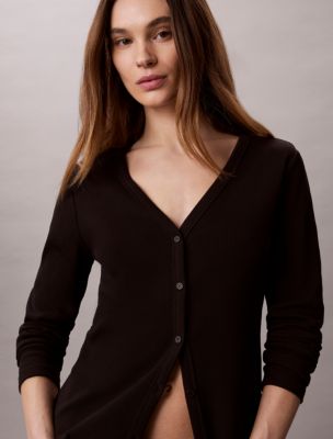 Женские кардиганы Calvin Klein Woven Monologo Fine Rib Slim Cardigan — фото 2