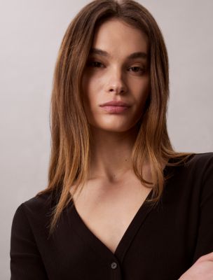 Женские кардиганы Calvin Klein Woven Monologo Fine Rib Slim Cardigan — фото 3