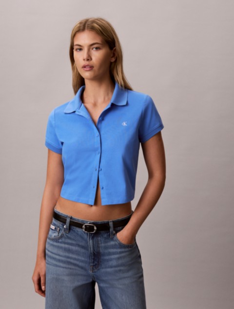 Женские рубашки Calvin Klein Cooling Jersey Cropped Polo Shirt