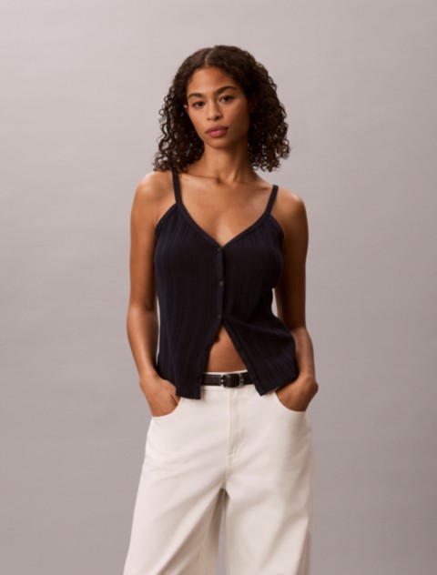 Женские топы Calvin Klein Crochet Button-Down Tank Top
