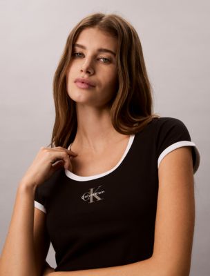 Женские футболки Calvin Klein Monologo Graphic Slim T-Shirt — фото 2