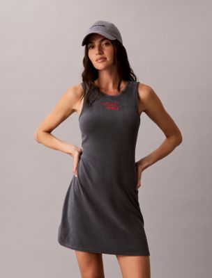 Towel Terry 1989 Logo Scoopback Mini Dress, Turbulence