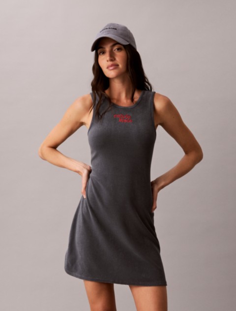 Женские полотенца Calvin Klein Terry 1989 Logo Scoopback Mini Dress