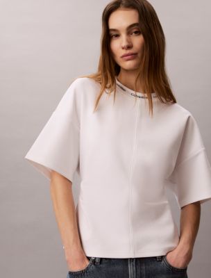 Logo Jacquard Boxy T-Shirt, Bright White