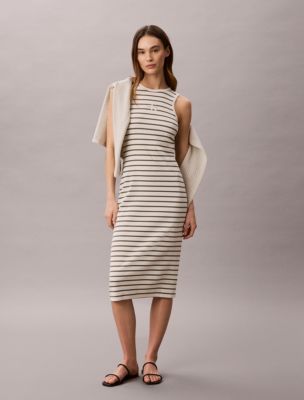 Monologo Rib Stripe Midi Dress, Tofu High Sea Stripe