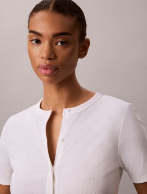 Женские топы Calvin Klein Contour Rib Slim Button-Down Top — фото 5