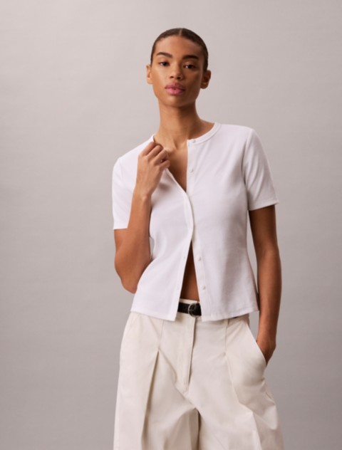 Женские топы Calvin Klein Contour Rib Slim Button-Down Top