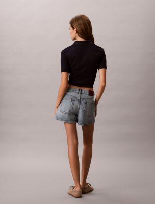 Женские рубашки Calvin Klein Monologo Rib Cropped Polo Shirt — фото 4