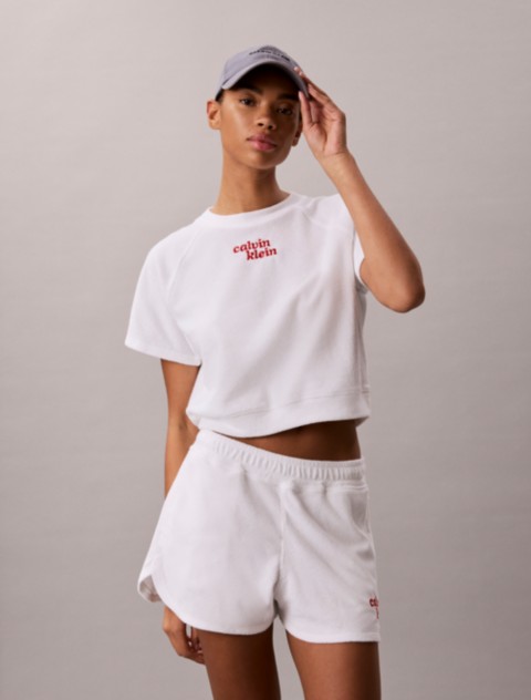 Женские полотенца Calvin Klein Terry 1989 Logo Cropped Sweatshirt