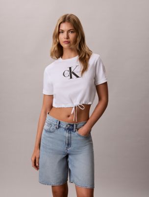 Monologo Cropped T-Shirt, Bright White