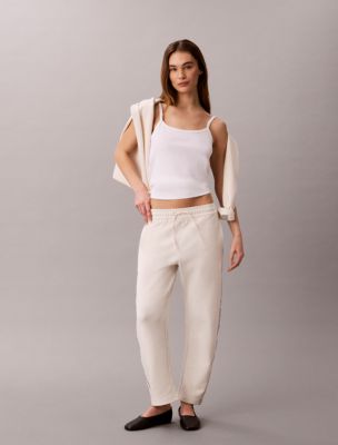 Logo Tape Barrel Pants, Tofu