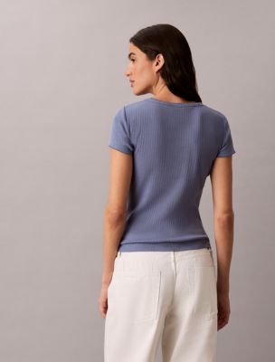 Женские топы Calvin Klein Pointelle Knit Short Sleeve Top — фото 5