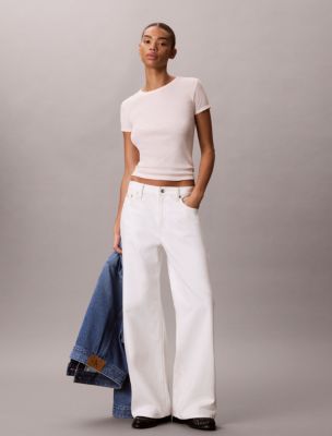 Женский топ Calvin Klein Pointelle Knit Short Sleeve, цвет: Мягкий розовый — фото 2