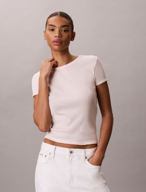 Женские топы Calvin Klein Pointelle Knit Short Sleeve Top