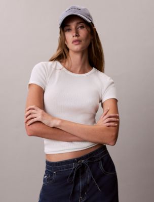 Pointelle Knit Short Sleeve Top, Tofu