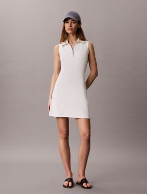 French Terry 1/4 Zip Sleeveless Dress, Tofu