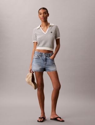 Женские рубашки Calvin Klein Striped Stitch Polo Shirt — фото 2