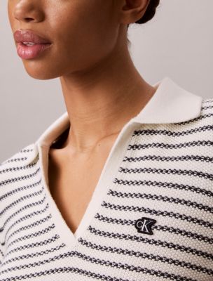 Женские рубашки Calvin Klein Striped Stitch Polo Shirt — фото 6