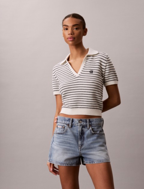Женские рубашки Calvin Klein Striped Stitch Polo Shirt