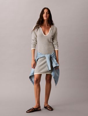 Stripe Rib Mini Dress, Tofu