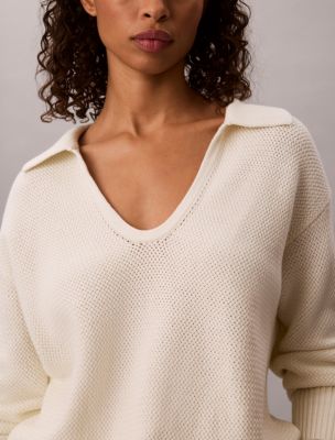 Женские свитеры Calvin Klein Textured Relaxed Polo Sweater — фото 3
