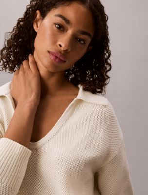 Женские свитеры Calvin Klein Textured Relaxed Polo Sweater — фото 5