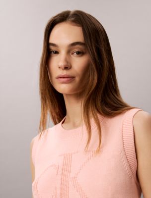 Женские топы Calvin Klein Textured Monogram Tank Top — фото 3