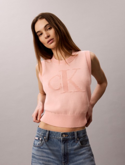 Женские топы Calvin Klein Textured Monogram Tank Top
