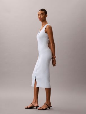 calvin klein white dress Calvin Klein heavy textured shine mini dress in off white