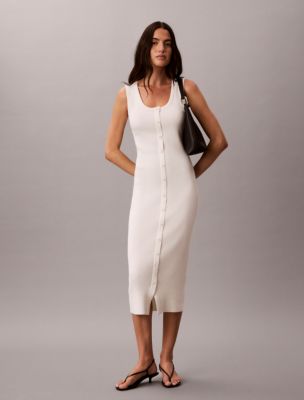 Smooth Cotton Midi Dress, Tofu