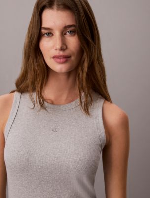 Embroidered Monogram Rib Midi Tank Dress - thumbnail 4