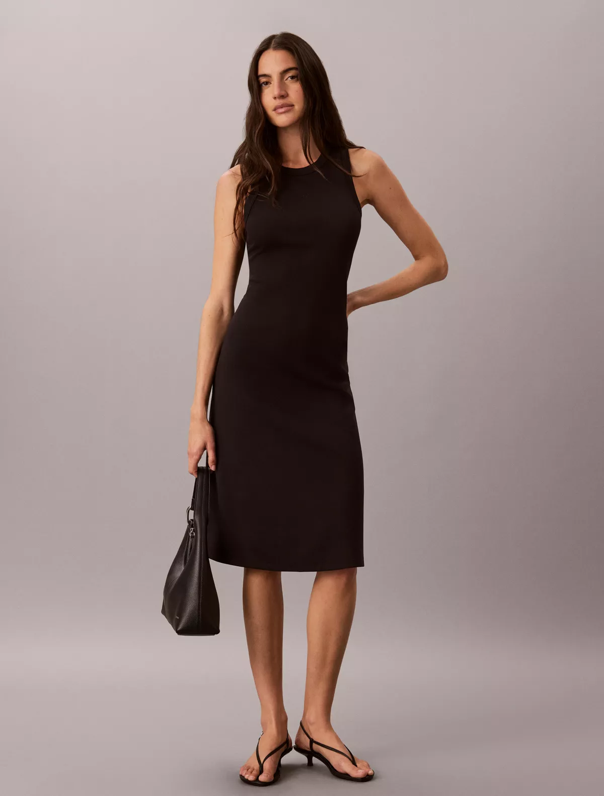 Embroidered Monogram Rib Midi Tank Dress