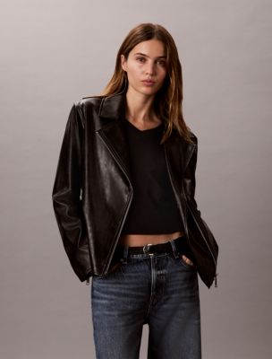 Faux Leather Moto Jacket, Black