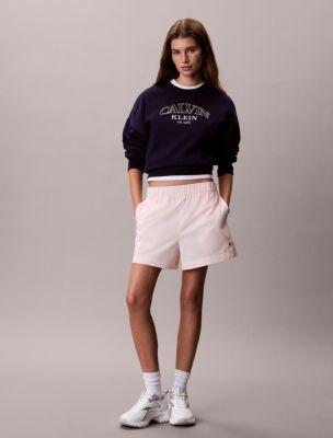 Cotton Poplin Pull-On Shorts, Mangano Calcite