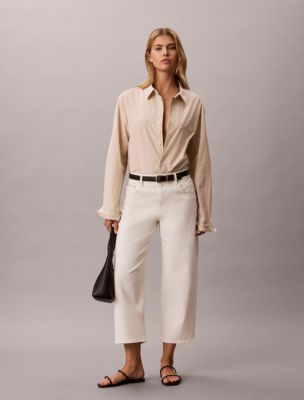 Barrel Leg Cropped Pants, Tofu