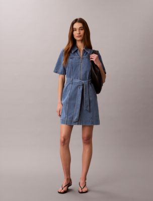 Denim Belted Shirt Dress, Radio Blues
